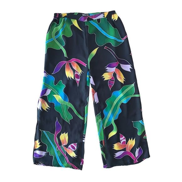 Simply Silk tropical print wide leg palazzo pants - Picture 1 of 8